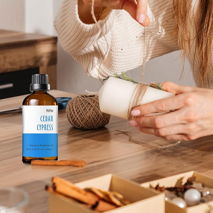 Cedar Cypress Fragrance Oil (3.38 OZ/100ML), MitFlor Single Essential Diffuser Oil, Premium Grade Fragrance Oil for Soap & Candle Making, Large Size Aromatherapy Oil, Woody Scent for Home Fragrance