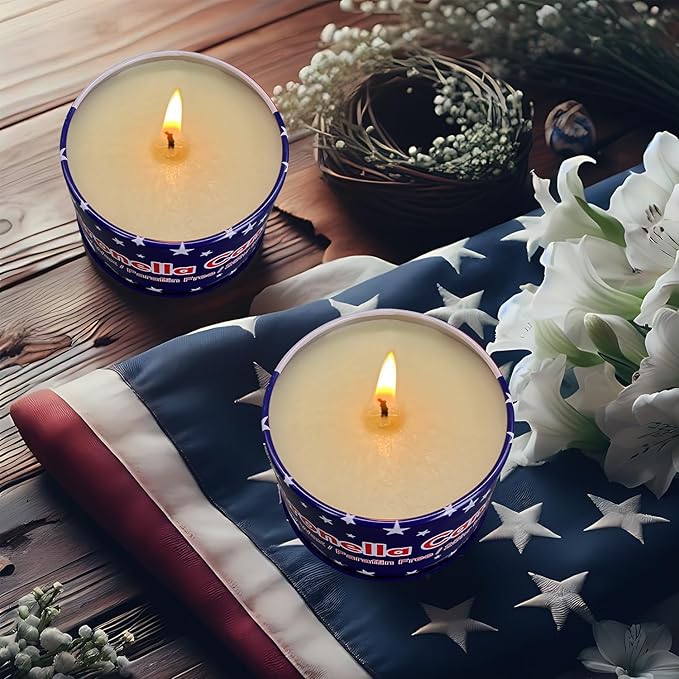 4 Pack 4 Oz 25 Hour Outdoor Citronella Candles, 100% Soy, for Patio, Table Decor, Camping Accessories, Independence Day Party