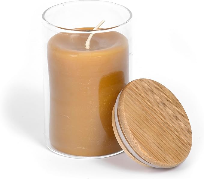 BeeTheLight Beeswax Jar Candle - 100% Pure USA Bees Wax in Glass Container - All Natural Light Honey Scent