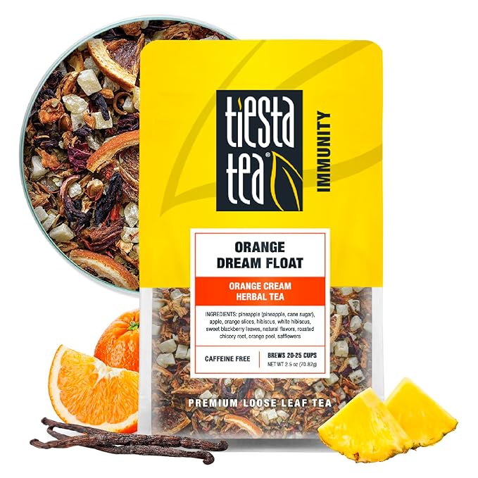 Tiesta Tea - Orange Dream Float Tea, Loose Leaf, Orange Cream Herbal Tea, Premium Caffeine-Free Tea Blend, Make Hot or Iced & Up to 25 Cups, 2.5 oz Resealable Pouch
