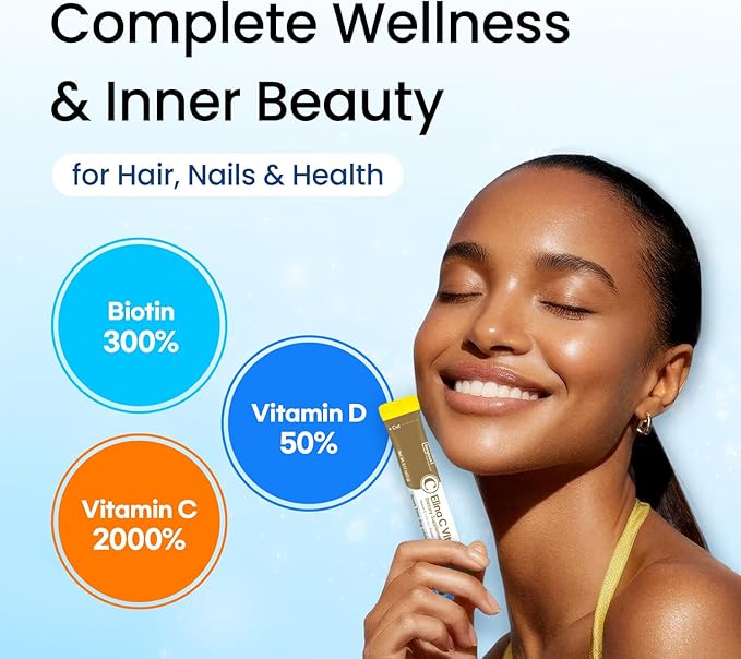 Vita Pop Korean Vitamin C Powder 2,000mg High Absorption for Daily Immune Support, Zero Sugar, Vitamin D & Biotin for Skin, Lemon Vitamin C Drink Korean Health Supplement, Non-GMO, 30 Packets