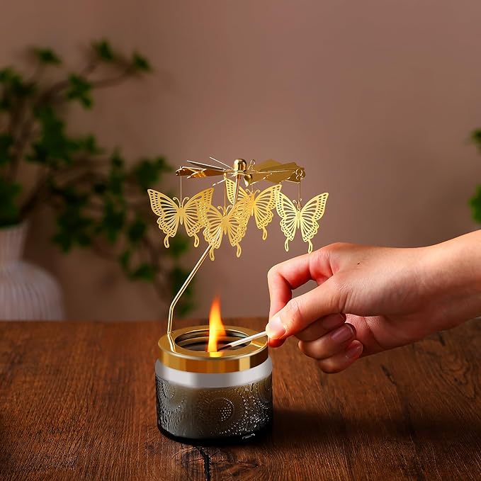 Butterfly Gifts for Women, Rotatable Candle Gifts, Vanilla Cream Scented Candles Anniversary Christmas Thanksgiving, Unique Butterfly Best Girl, Friends,Mom, Gray