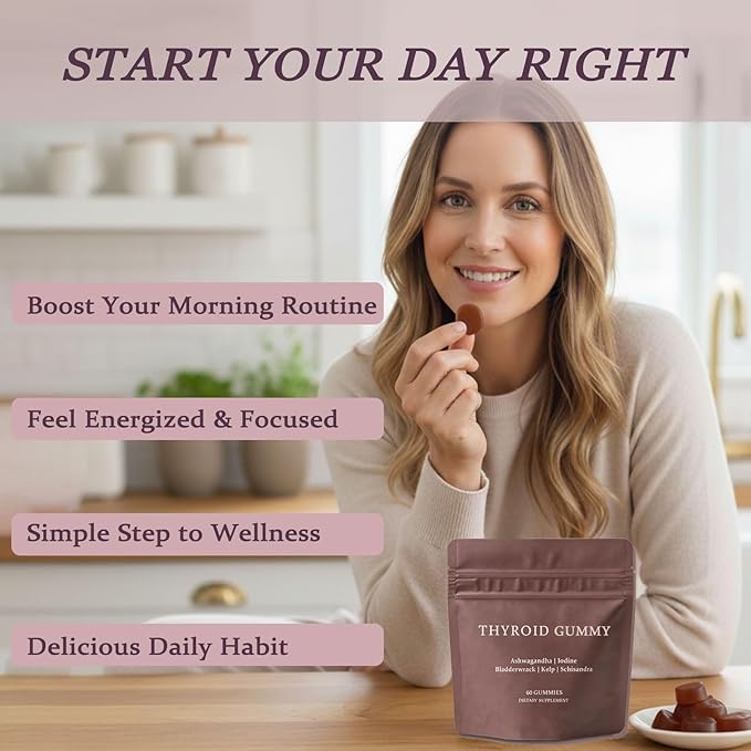 Thyroid Gummies for Women | with Iodine-Rich Kelp, L-Tyrosine, Ashwagandha & Selenium | Energy & Metabolism Support | 60 Gummies