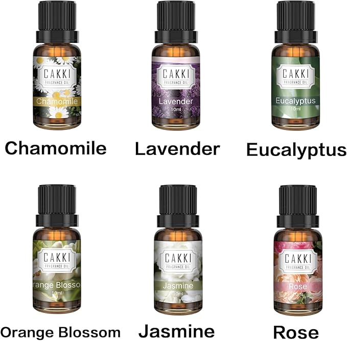 Essential Oils for Diffusers for Home, Floral Fragrance Oils Set, 6x10ml, Rose, Lavender, Chamomile, Eucalyptus, Orange Blossom, Jasmine, Aromatherapy Oils, for Candles Making, for Humidifiers