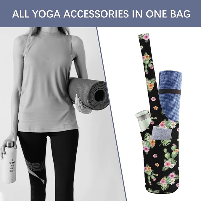 Meaudiwes Stylish Yoga Mat Bags Sports Yoga Totes Fits Most Size Mats Exercise Mat Carrier Storage Bag Yoga Gifts for Women
