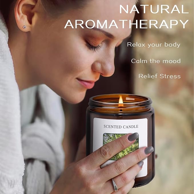 Bohemian Forest Scented Candles for Home Scented Aromatherapy Candles, Hand-Poured, 9 OZ, 50H Clean Burn,Soy Wax Candle Gift Set for Women Men