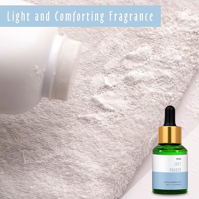 Soft Powder Fragrance Oil, MitFlor Single Scented Oil, Large Size Fragrance Oil for Diffuser, Soap & Candle Making Scent, Aromatherapy Oil, Clean Scent for Home Fragrance, 30ml