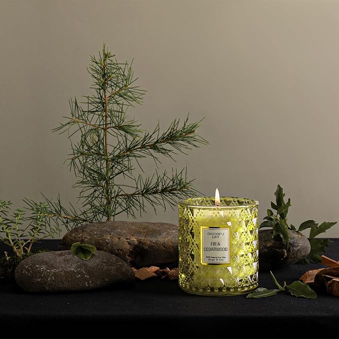 Chloefu LAN Fir & Cedarwood Scented Holiday Candle Christmas Gift, Festival Gifts, Cozy Winter Forest, Luxury Soy Jar Candles, 55 Hour Long Lasting, Highly Scented, Home Decor, Clean Burning, 8.1oz