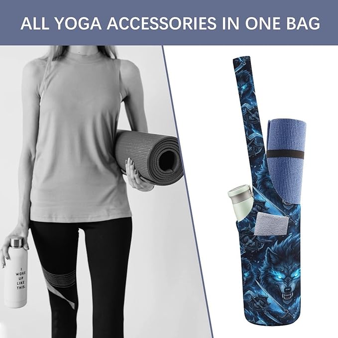 Aiyoolee Single Shoulder Yoga Mat Carrier Bag Portable Spacious with Pocket for Yoga Gym Fitness Travel