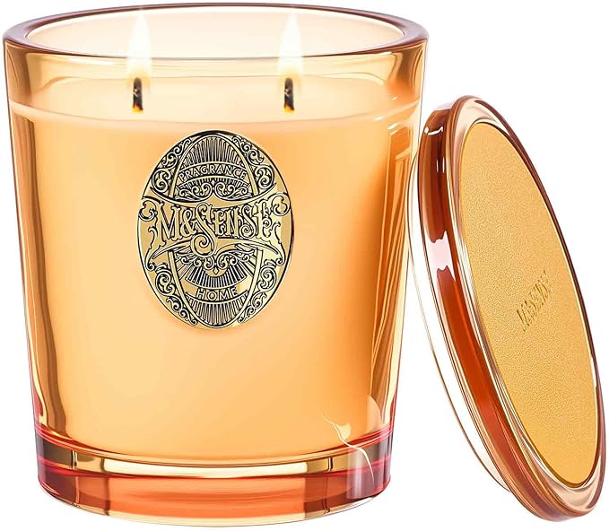 M&SENSE Large Two-Wick Soy Candle | Basil Ginger & Orange | 19.8 oz, 120H Burn Time | Luxury Scented Candle for Relaxation, Gifting, Home Décor | Ideal for Bedroom, Office, Party Ambiance