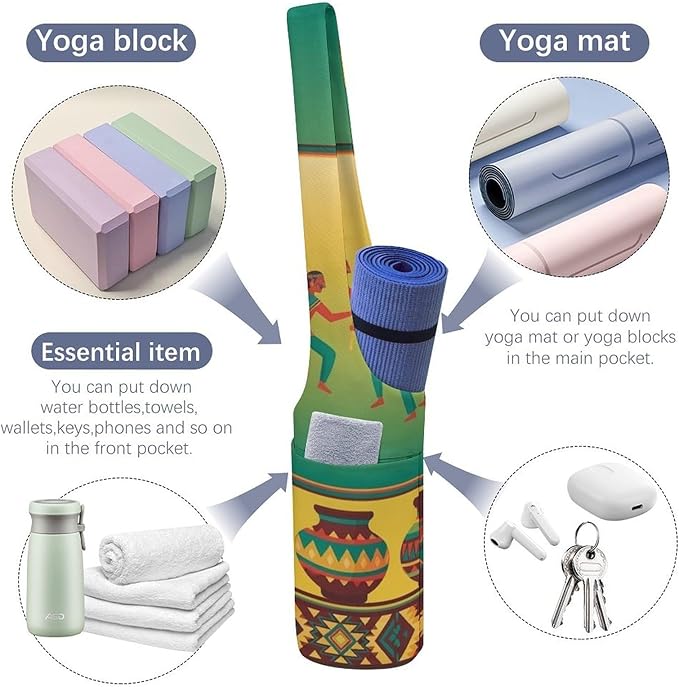 Aiyoolee Yoga Mat Bags, Large Tote Yoga Mat Carrier Holder with Water Bottle Pocket, Adjustable Shoulder Strap Storage Bag