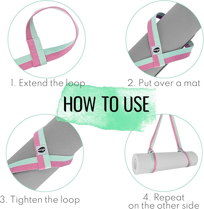 TECEUM Yoga Mat Strap – 30+ Colors – Adjustable Mat Holder Sling Carrier for All Mats [Mat Not Included]