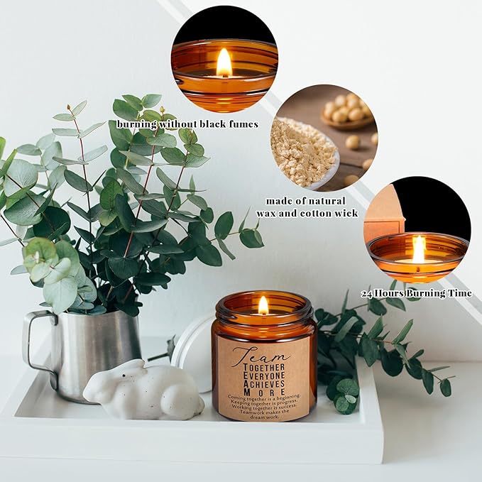 Fumete 10 Pcs Jars Scented Soy Candles 3.5 oz May You Be Proud of The Difference Candles Valentines Team Thank You Gifts Employees Coworker Appreciation Volunteers Nurse Teachers(Amber,Team)