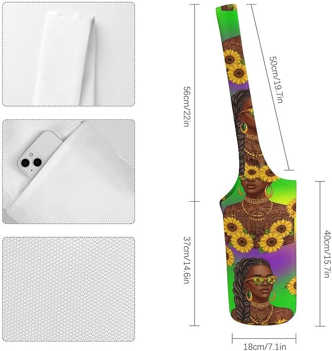 Aiyoolee Single Shoulder Yoga Mat Carrier Bag Portable Spacious with Pocket for Yoga Gym Fitness Travel