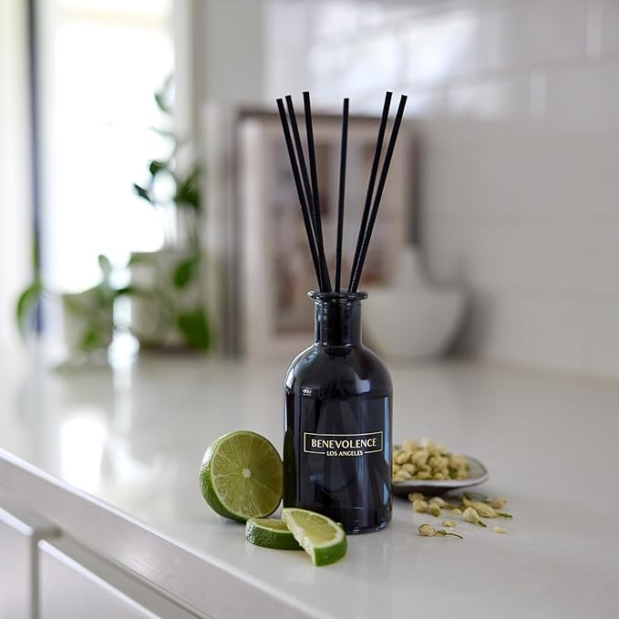 Benevolence LA Reed Diffusers for Home, Bergamot & Jasmine Relaxing Fragrance | Aromatherapy Reed Diffuser Sticks with Gift Box, Scented Sticks for Bathroom | Home Décor