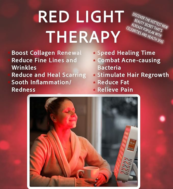 2025 Red Light Therapy Panel for Face + Body - Most Options on The Market! 72 LEDs, Dual Chip, 9 Wavelengths, Touch Screen w/Quick Start for Skin, Pain, Weight Loss, + More!