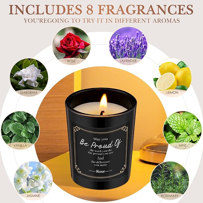 MTLEE 16 Pack Scented Candles Gifts Set Aromatherapy Soy Wax Candles Bulk Scented for Bridesmaid Birthday Valentine Mother's Day Bath Yoga Family Gatherings Festive(Motivational,Black)