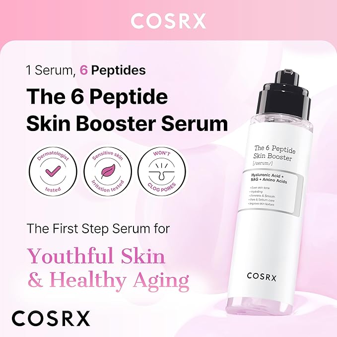 COSRX 6X Peptide Collagen Booster Toner Serum with Copper Peptides, Niacinamide & Hyaluronic Acid Skin Renewal Boosting Facial Essence for All Skin Types, Korean Skin Care, 5.07 Fl.Oz
