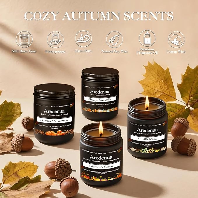 Caramel Pumpkin Candles – Warm Holiday & Winter Caramel Pumpkin Aroma, Cozy Christmas Seasonal Candles Gift, Hand-Poured Soy Candle for Christmas Home Décor & Cozy Seasonal Gifting
