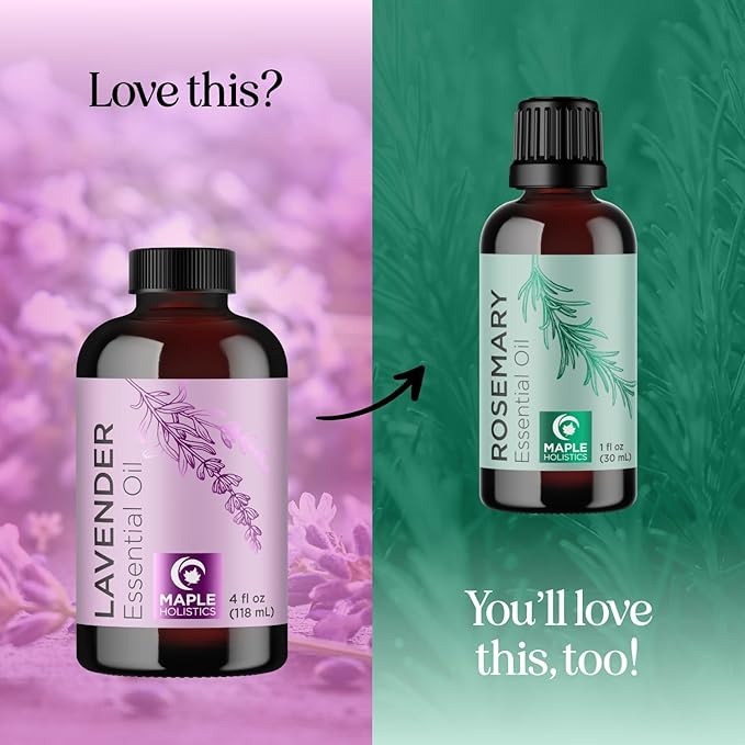 Pure Lavender Essential Oil - Lavender Oil for Hair Skin and Nails Plus Aromatherapy Diffusers Humidifiers Linens and Baths for at Home Spa Self Care - Premium Grade Non-GMO in Glass Bottle (4 Fl Oz)