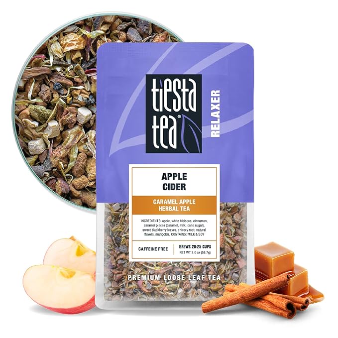 Tiesta Tea - Apple Cider, Loose Leaf, Caramel Apple Herbal Tea, Non-Caffeinated, Makes Hot or Iced Up to 20-25 Cups, 2oz Resealable Pouch