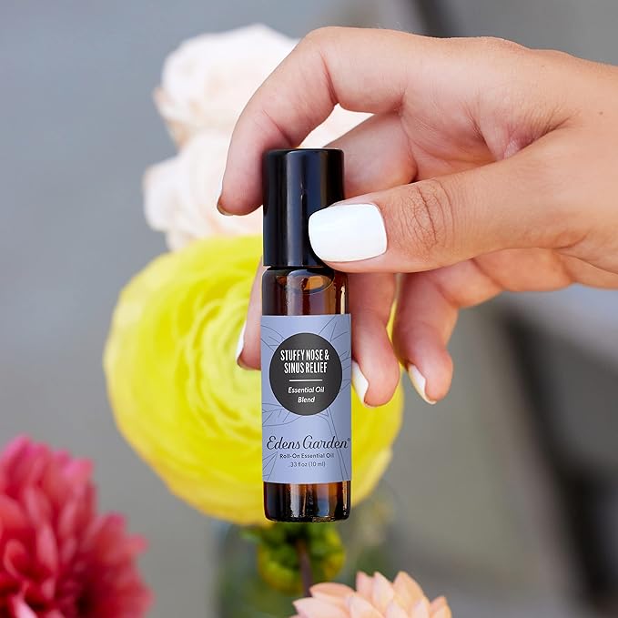 Edens Garden Stuffy Nose & Sinus Relief Essential Oil Roll-On Blend- 100% Pure Premium Grade, Natural, Therapeutic, Aromatherapy, Kid & Skin Safe, The Best for Health Pre-Diluted 10 ml (.33 fl oz)