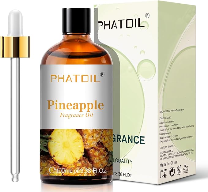 PHATOIL 3.38FL.OZ Pineapple Fragrance Oils for Aromatherapy, Essential Oils for Diffusers for Home, Perfect for Diffuser, Yoga, Skin Care, DIY Candle and Soap Making - 100ml