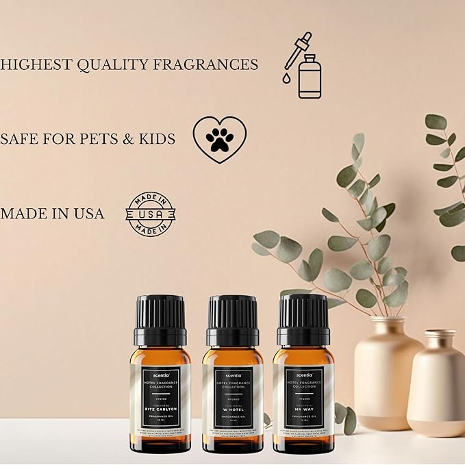 Scentia Essential Oil Blend Gift Set – Buyers’ Favorites – 10 mL, 0.34 fl oz | Inspired by Luxury Destinations | Premium Aroma Oils for Waterless & Ultrasonic Diffusers - Made in USA
