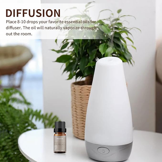 BURIBURI Coconut Essential Oil, Premium Grade Scented Oil 10ml Coconut Fragrance Oil Carrier Oil for Diffusers, Massage, Candle Making Soap Making