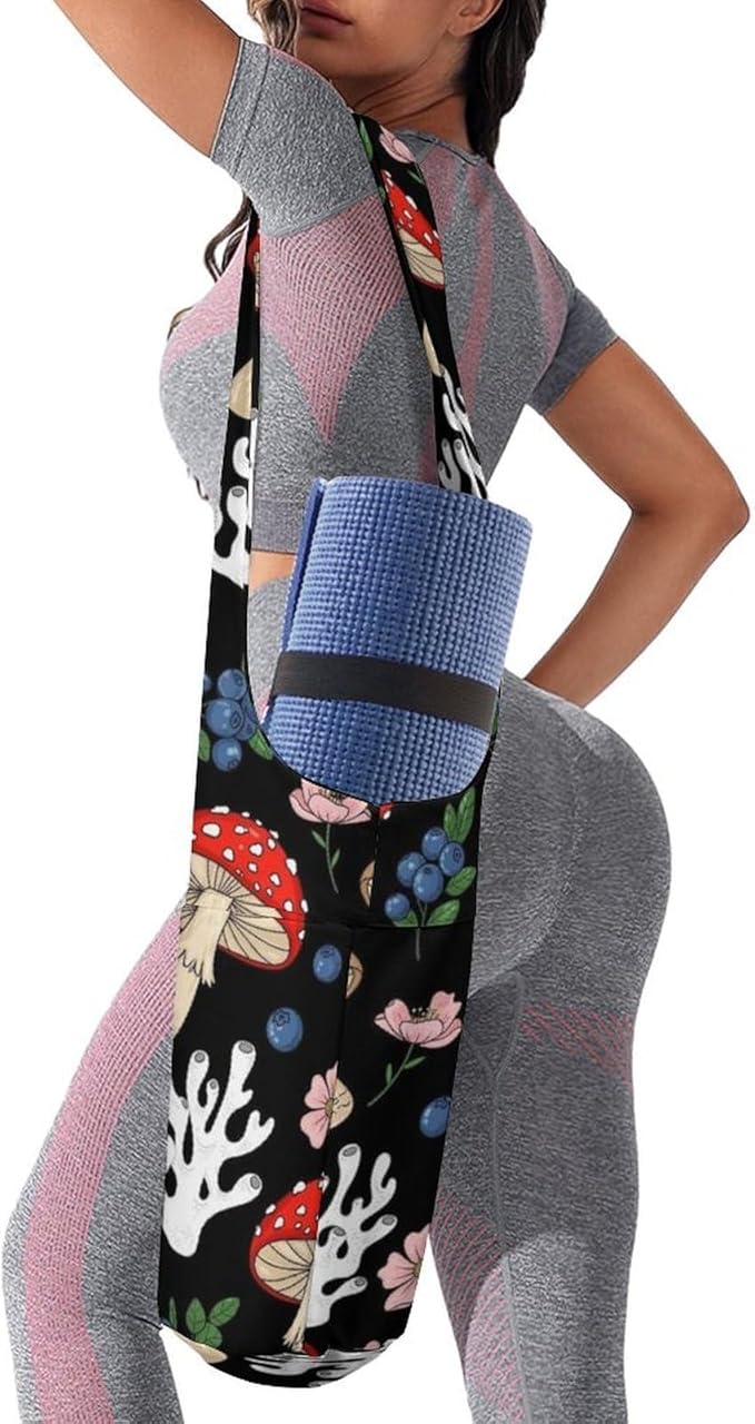 Meaudiwes Large Yoga Mat Bag with Long Strap for Women Yoga Accessories Sports Storage Bags Exercise Mats Tote Sling Carrier Bag
