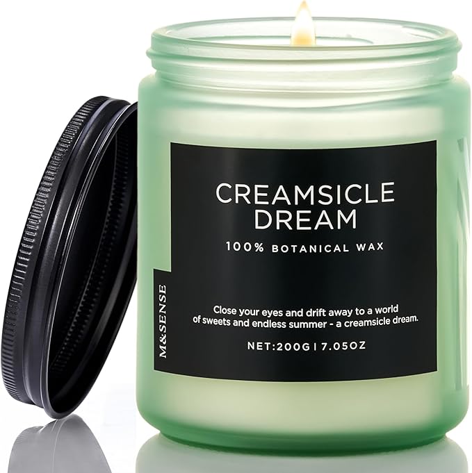 M&SENSE Orange Creamsicle Scented Candle, 7.05oz 50 Hours Slow Burning Non Toxic Natural Soy Wax 2 Wick Candle for Home Scented, Long Lasting Home Fragrance Gifts for Housewarming & Anniversry