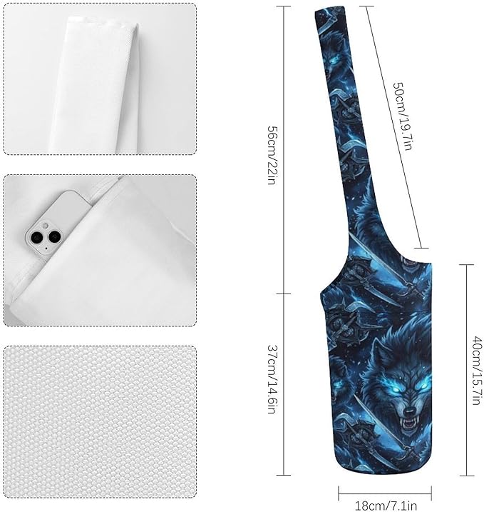 Aiyoolee Single Shoulder Yoga Mat Carrier Bag Portable Spacious with Pocket for Yoga Gym Fitness Travel