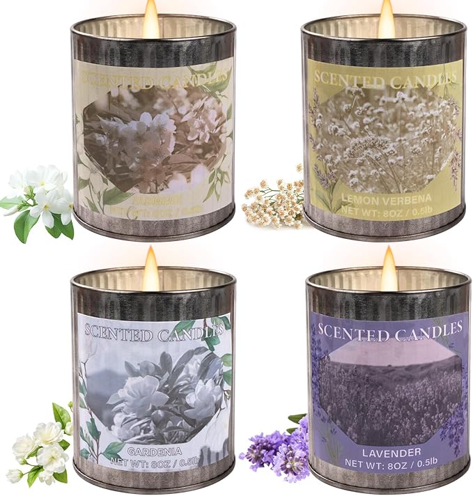 Scented Candle Gift Set, 4 Pack 32oz Soy Wax Candles Set, 200 Hour Burn Time Long Lasting Aromatherapy Candles Set, Container Candles Ideal for Home Decor and Gift for Women and Men