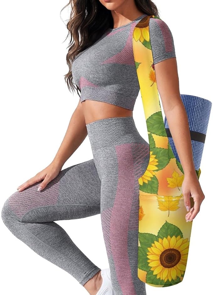 Meaudiwes Yoga Mat Bag for Women, Stylish Yoga Mat Tote Sling Carrier Bag, Long Strap Exercise Mats Totes Sport Storage Bag