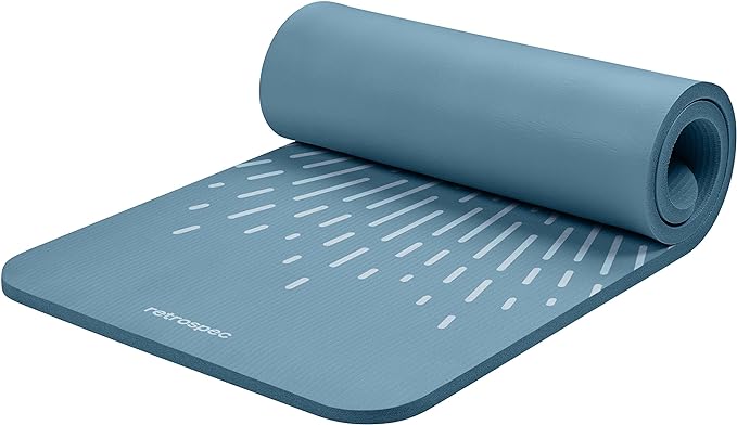 Retrospec Solana Yoga Mat 1" Thick w/Nylon Strap for Men & Women - Non Slip Exercise Mat for Home Yoga, Pilates, Stretching, Floor & Fitness Workouts