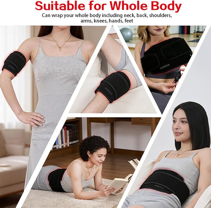 Infrared Red Light Therapy Wrap, Red Light Therapy for Body, Redlight Therapy Pad for Back Shoulder Knee Hands, 660nm 850nm Home Heating Light Belt, Gift for Women Men