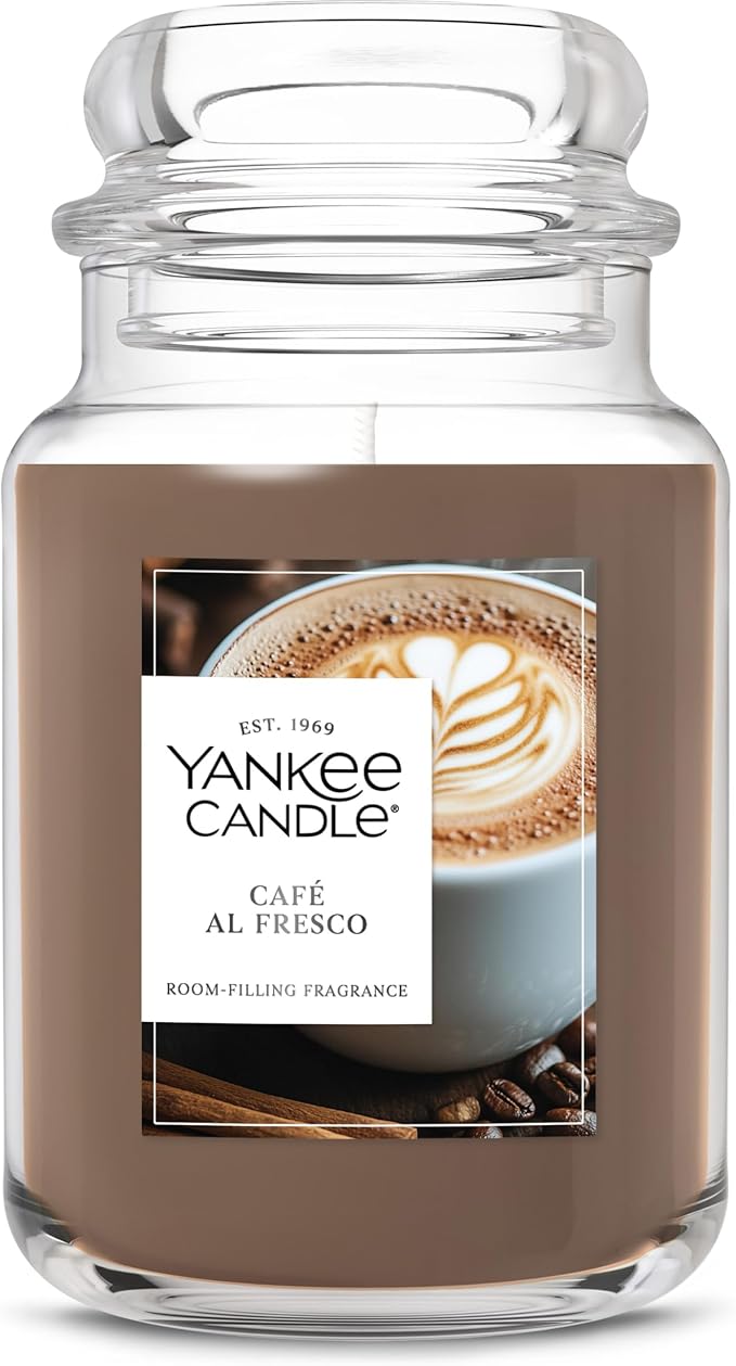 Yankee Candle Café Al Fresco, Scented Candle, 22oz Large Jar with up to 150 Hour Burn Time, Giftable