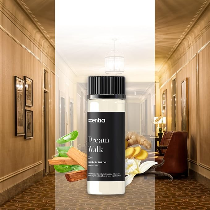 Scentia Hotel Diffuser Oil Inspired by The Hotel Scent - 20 ml 0.67 fl oz - Essential Oil Blend White Tea, Cedarwood Notes for Aromatherapy Diffusers and Humidifiers - Dream Walk, Thanksgiving Gift
