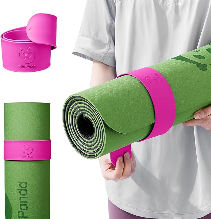 Slim Panda Yoga Mat Strap Slap Band, One Snap Keeps Mats Tightly Rolled, Heavy-Duty Clasp Fits Most Size Mats(24" L X 2" W)