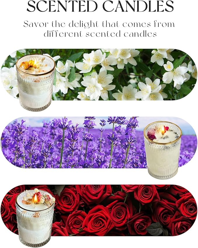 Rose Blooming Charm Scented Candle - 36H Long-Lasting, Soy & Beeswax Blend 7oz Jar Candle, Luxury Floral Scent for Home Decor, Relaxation & Gifts