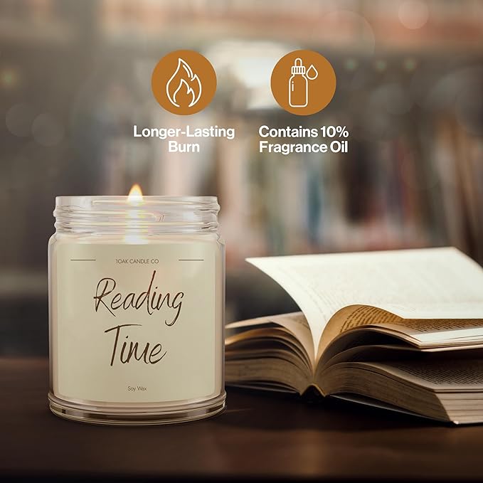 1OAK Reading Candle - Gifts for Readers - Cool Gifts for Book Lovers Women - Book Themed Vanilla Soy Candles