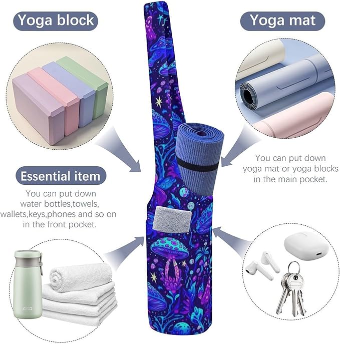 Meaudiwes Large Yoga Mat Bag Fit Most Size for Ladies Yoga Mats Carrier Bags Multi-Functional Exercise Mat Holder Storage Bag