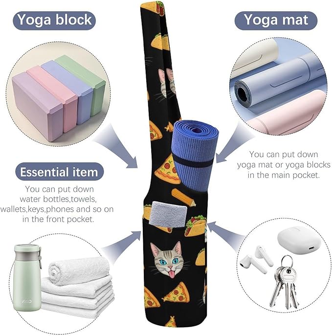 Aiyoolee Yoga Mat Bag with Large Pocket, Strap Bag Carriers for Women