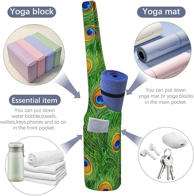 Meaudiwes Large Yoga Mat Bag Fit Most Size for Ladies Yoga Mats Carrier Bags Multi-Functional Exercise Mat Holder Storage Bag
