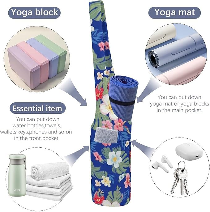 Meaudiwes Stylish Yoga Mat Bag for Women Exercise Mat Holder with Shoulder Strap Yoga Mats Totes Sports Storage Bag