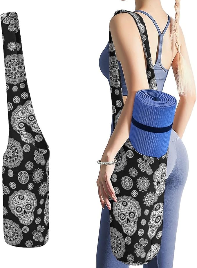 Meaudiwes Stylish Yoga Mat Bag for Women Exercise Mat Holder with Shoulder Strap Yoga Mats Totes Sports Storage Bag