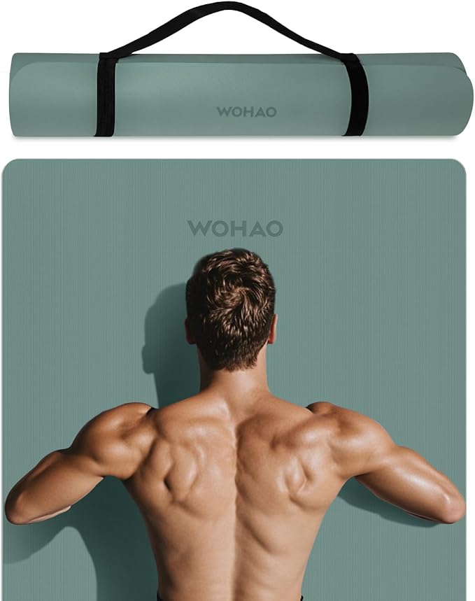 WOHAO Extra Wide & Thick 8mm Yoga Mat, 72"x31.5" Large Non Slip Exercise Mat, Premium POE Material for Superior Cushioning & Stability, with Strap for Home Gym, Pilates