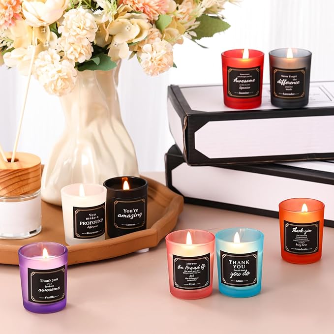 MTLEE 16 Pack Scented Candles Gifts Set Aromatherapy Soy Wax Candles Bulk Scented for Bridesmaid Birthday Valentine Mother's Day Bath Yoga Family Gatherings Festive(Motivational,Multicolor)