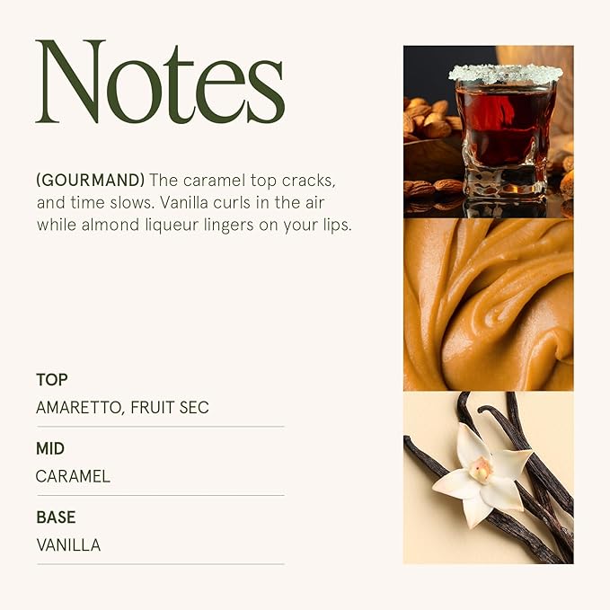 LA JOLIE MUSE Christmas Candle | Amaretto Crème Brûlée | Almond Liqueur, Dried Fruit & Caramel | 19 oz Wooden Wick | 90 Hours Clean Burn | Candle Gift for Christmas Holiday