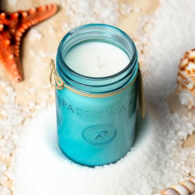 Paddywax Scented Candles Relish Collection Soy Wax Artisan Candle in Glass Jar with Lid, 9.5-Ounce, Ocean Tide + Sea Salt